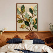 3D-Textured Art | Gilded Leaf Cluster