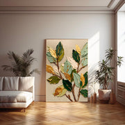 3D-Textured Art | Gilded Leaf Cluster