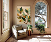 3D-Textured Art | Gilded Leaf Cluster