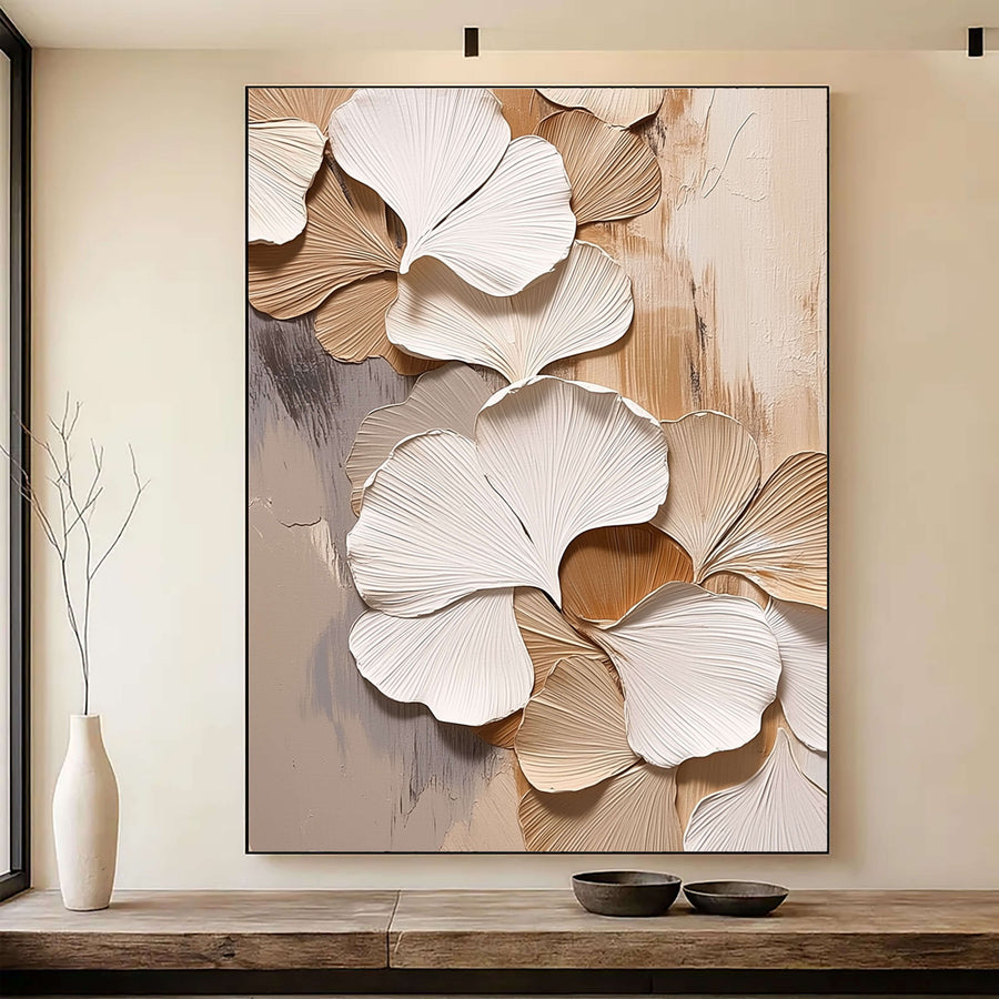 3D-Textured Art | Ginkgo Leaf Relief