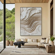 3D-Textured Art | Neutral Layered Waves