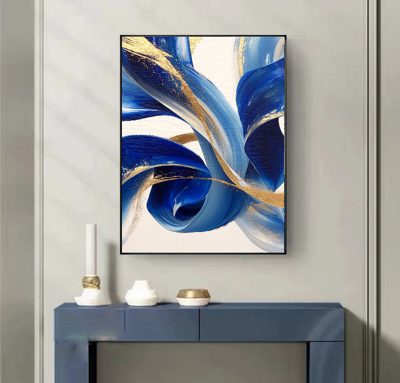 Contemporary Luxe Art | Cobalt Gold Swirl