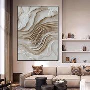3D-Textured Art | Neutral Layered Waves