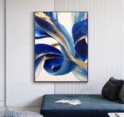 Contemporary Luxe Art | Cobalt Gold Swirl