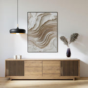 3D-Textured Art | Neutral Layered Waves