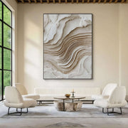 3D-Textured Art | Neutral Layered Waves