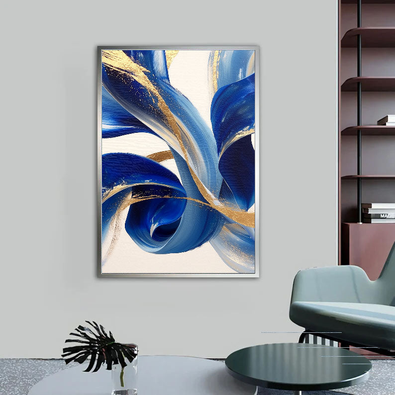 Contemporary Luxe Art | Cobalt Gold Swirl
