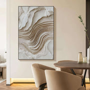 3D-Textured Art | Neutral Layered Waves