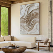 3D-Textured Art | Neutral Layered Waves
