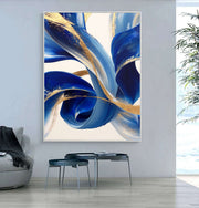 Contemporary Luxe Art | Cobalt Gold Swirl