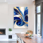 Contemporary Luxe Art | Cobalt Gold Swirl