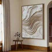 3D-Textured Art | Neutral Layered Waves