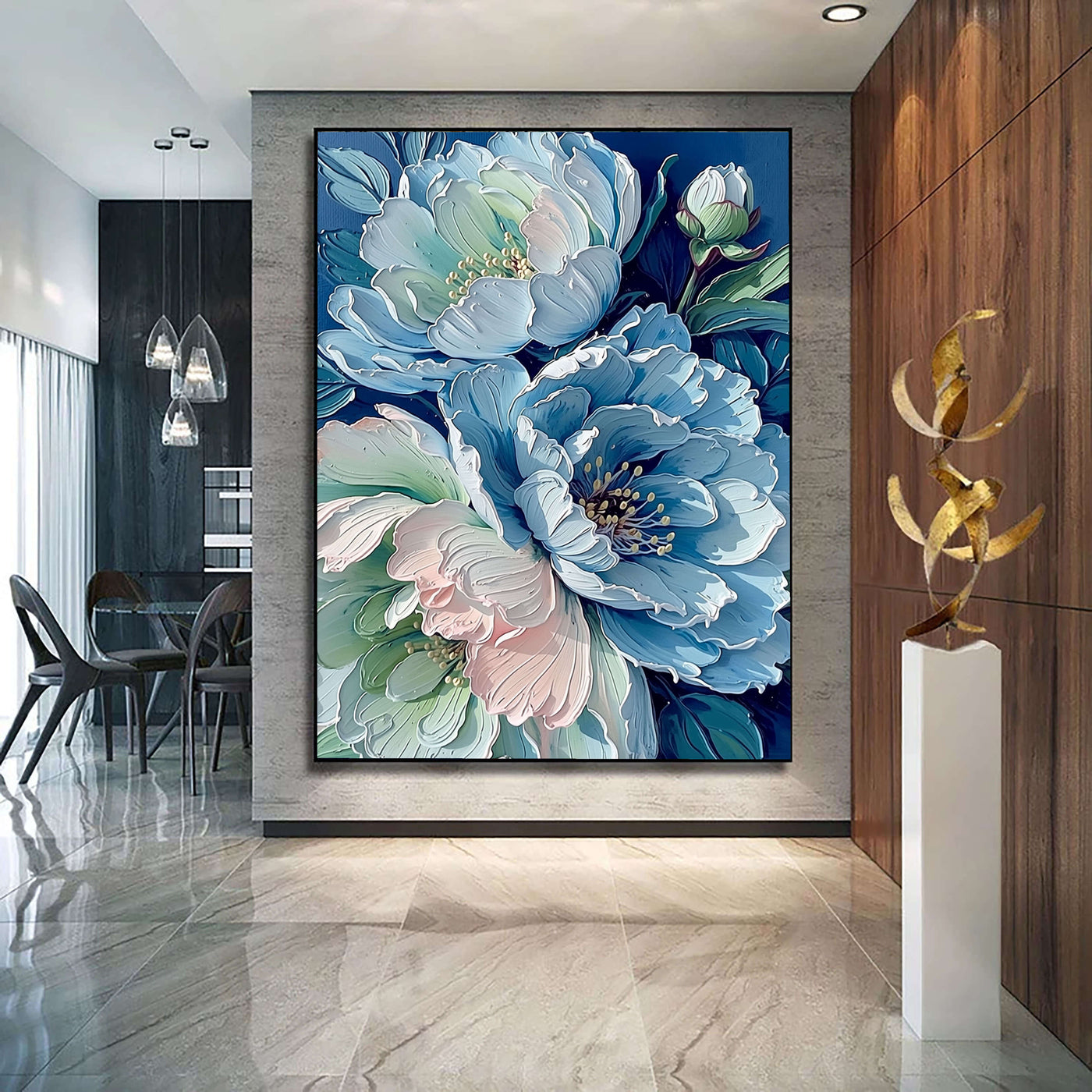 Contemporary Luxe Art | Sapphire Gold Flow