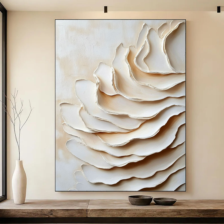 3D-Textured Art | Cream Layered Waves