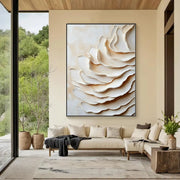 3D-Textured Art | Cream Layered Waves