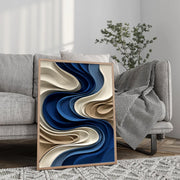 3D-Textured Art | Indigo Wave Relief