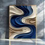 3D-Textured Art | Indigo Wave Relief