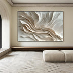 3D-Textured Art | Cream Wave Relief