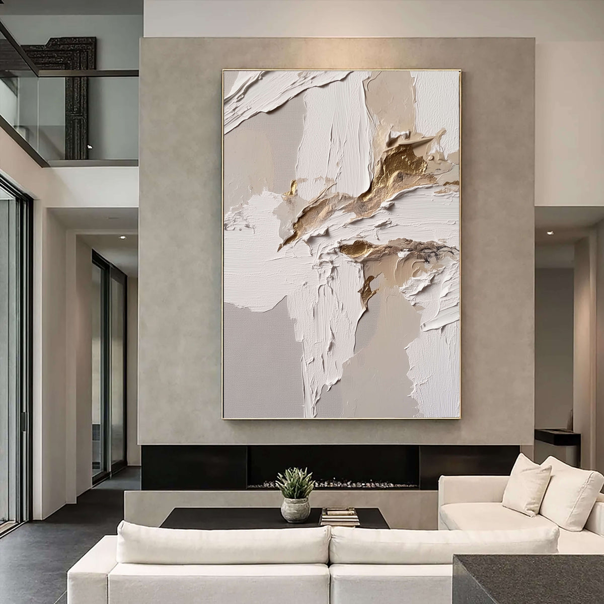 3D-Textured Art | Neutral Gold Vein