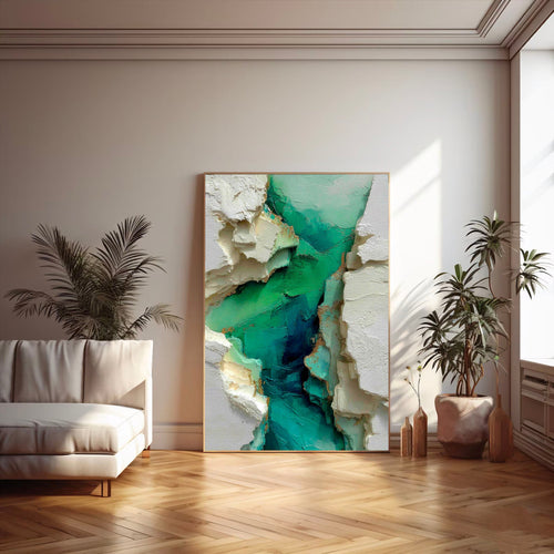 3D-Textured Art | Emerald Fractured Strata
