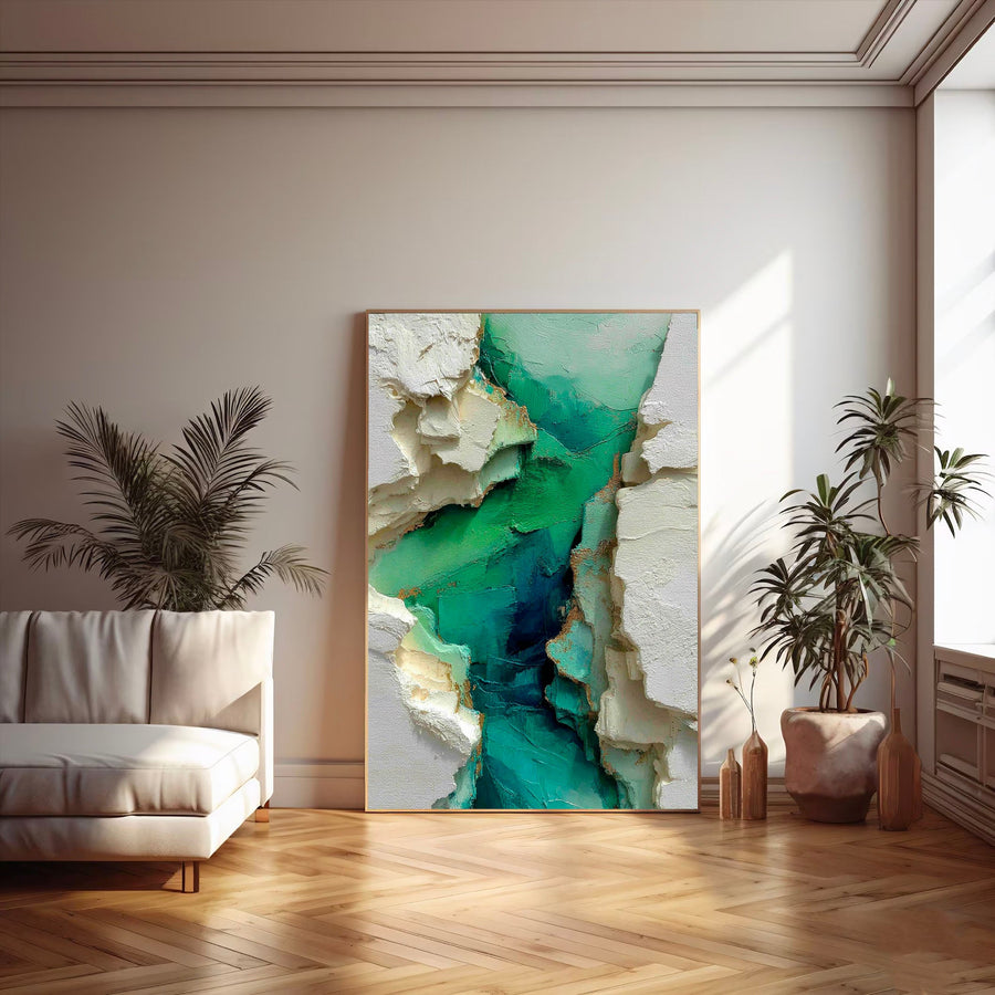 3D-Textured Art | Emerald Fractured Strata