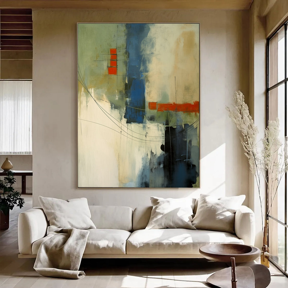 Abstract Art | Blue Orange Linework