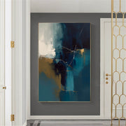Abstract Art | Deep Blue Gold Crackle