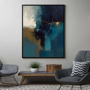 Abstract Art | Deep Blue Gold Crackle