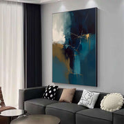 Abstract Art | Deep Blue Gold Crackle