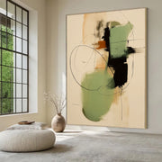 Abstract Art | Sage Green Line Flow
