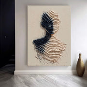 3D-Textured Art | Monochrome Wave Figure