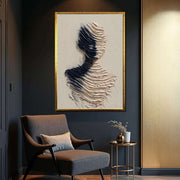 3D-Textured Art | Monochrome Wave Figure