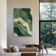 Contemporary Luxe Art | Verdant Gold Veins
