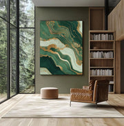 Contemporary Luxe Art | Verdant Gold Veins
