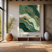 Contemporary Luxe Art | Verdant Gold Veins