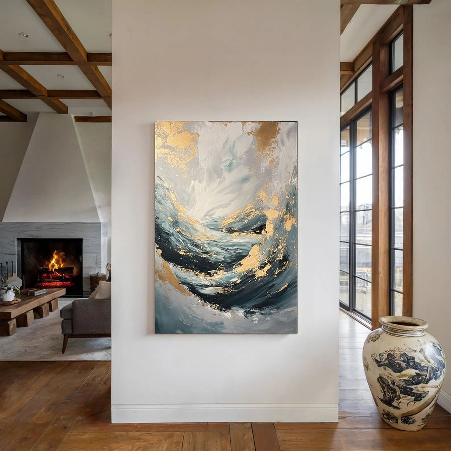 Contemporary Luxe Art | Gilded Ocean Swell