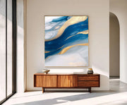 Contemporary Luxe Art | Gilded Azure Currents
