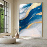 Contemporary Luxe Art | Gilded Azure Currents