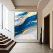 Contemporary Luxe Art | Gilded Azure Currents