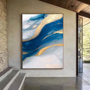 Contemporary Luxe Art | Gilded Azure Currents