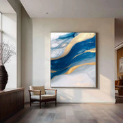 Contemporary Luxe Art | Gilded Azure Currents