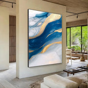 Contemporary Luxe Art | Gilded Azure Currents