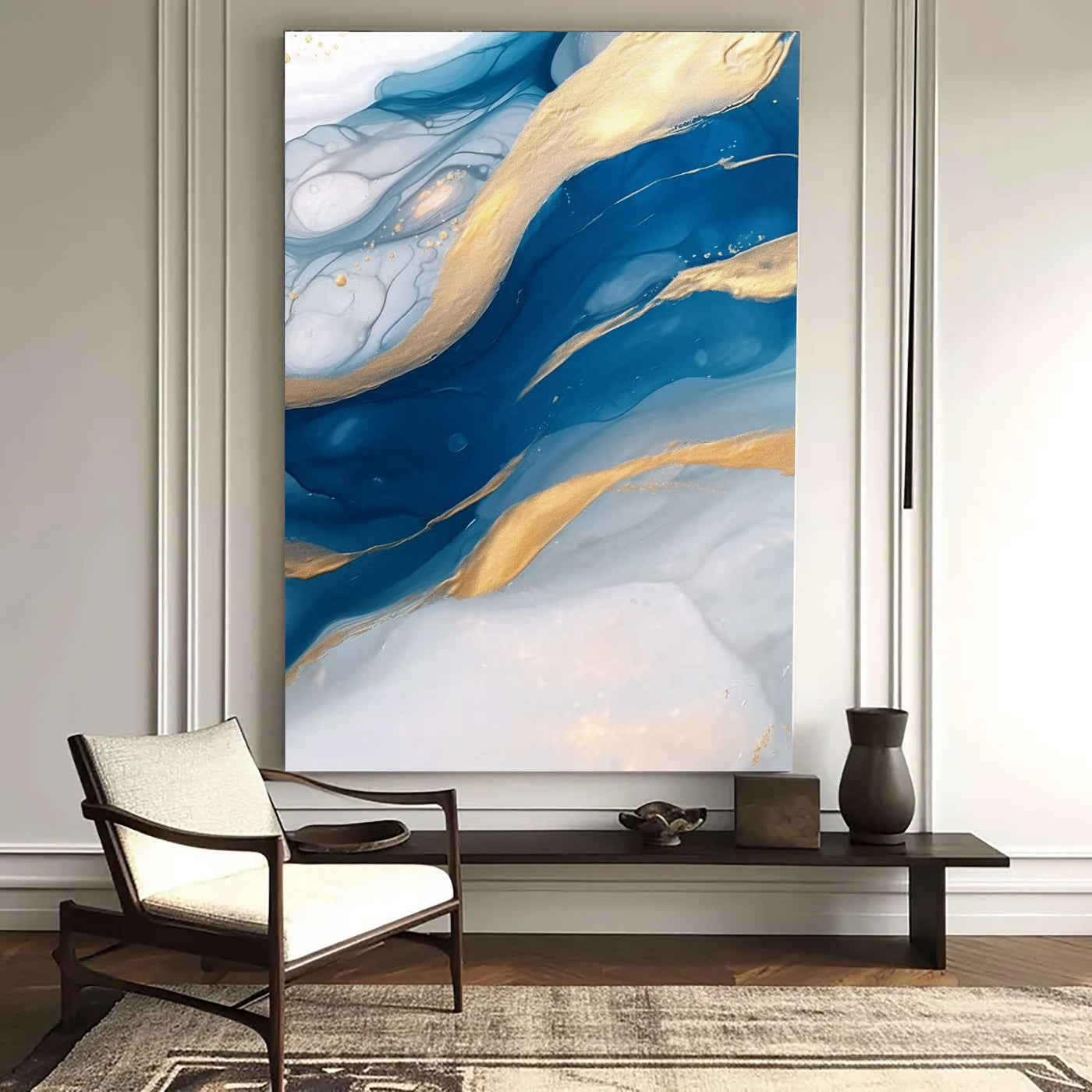 Contemporary Luxe Art | Gilded Azure Currents