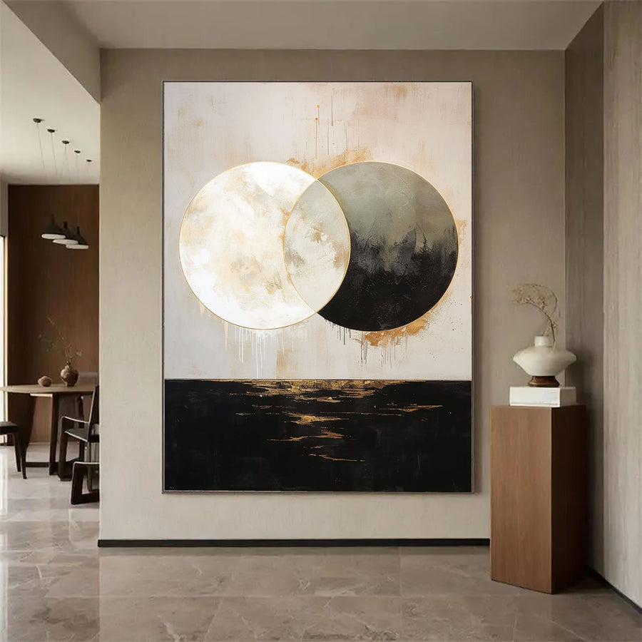 Contemporary Luxe Art | Gilded Lunar Duality