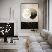 Contemporary Luxe Art | Gilded Lunar Duality