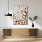 3D-Textured Art | Blush Blossom Relief