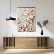 3D-Textured Art | Blush Blossom Relief