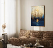 Contemporary Luxe Art | Gilded Moonlit Reed Reflection