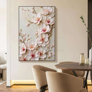 3D-Textured Art | Blush Blossom Relief