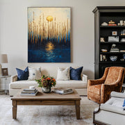 Contemporary Luxe Art | Gilded Moonlit Reed Reflection